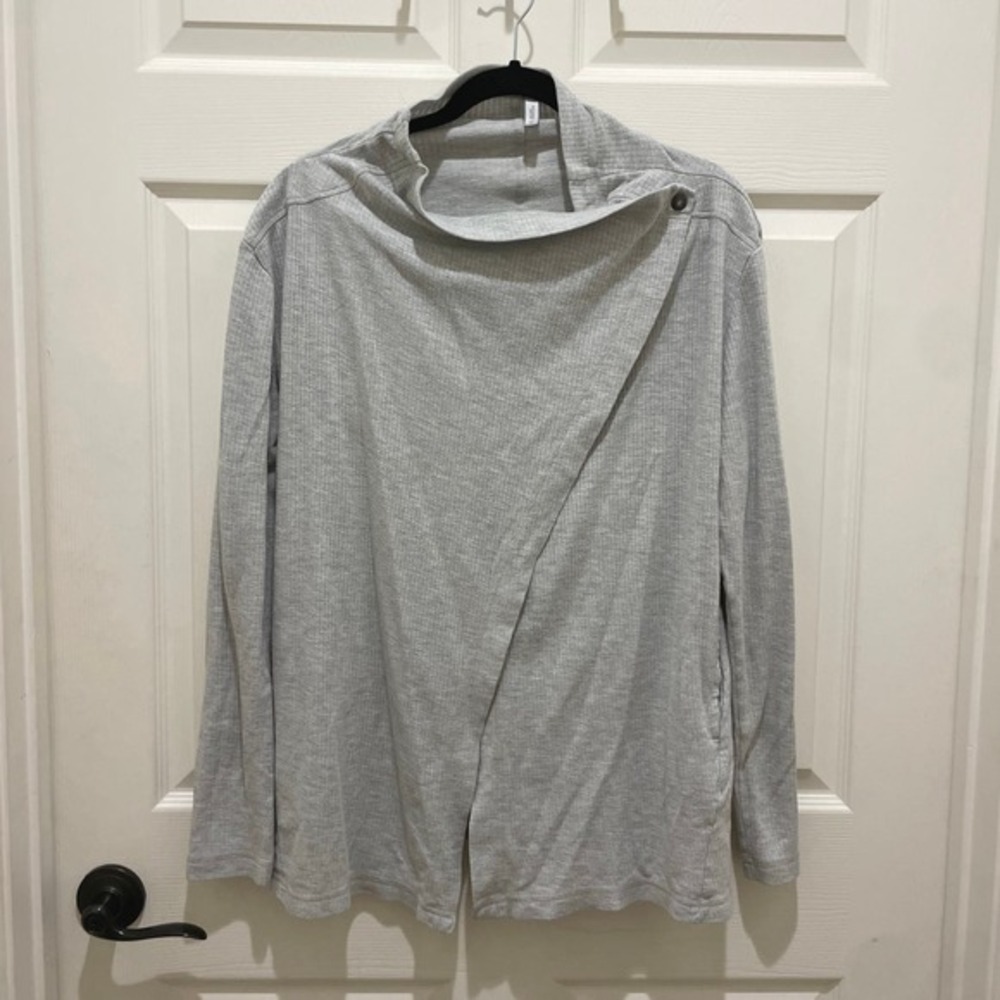 Z by Zella Gray Ribbed Wrap Long Sleeve Cardigan M